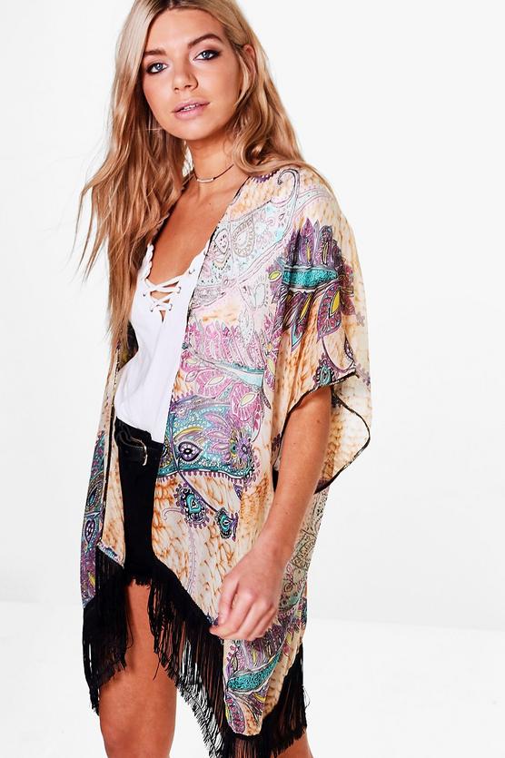 Laura Printed Tassel Kimono